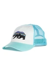 Patagonia Fitz Roy Bear Trucker Hat - White In White W/ Bend Blue