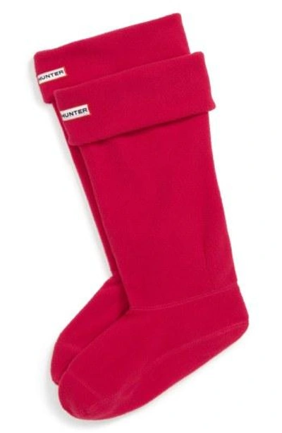Hunter Original Tall Fleece Welly Boot Socks In Red Fleece
