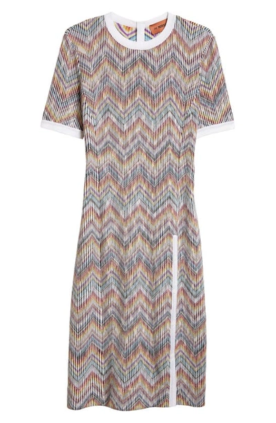 Missoni Caperdoni Zigzag Cotton Blend Dress In Coral Multicolor