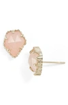 Kendra Scott Tessa Stone Stud Earrings In Gold/ Rose Quartz
