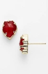 Kendra Scott Tessa Stone Stud Earrings In Bright Red/ Gold