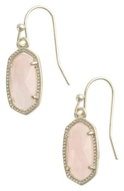Kendra Scott Lee Small Drop Earrings In Rose Quartz/ Gold