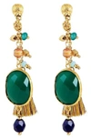 Gas Bijoux Serti Pondichery Earrings In Green/ Purple