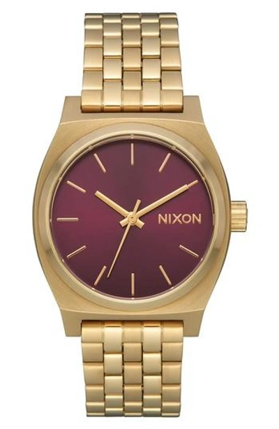 Nixon Time Teller Bracelet Watch, 31mm In Gold/ Bordeaux/ Gold