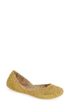 Melissa 'campana Papel Vii' Jelly Flat In Gold Glitter