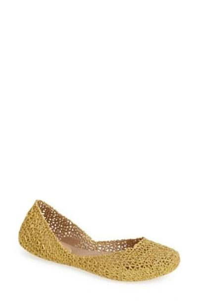 Melissa 'campana Papel Vii' Jelly Flat In Gold Glitter