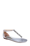 Badgley Mischka Holbrook T-strap Sandal In Silver Metallic Suede