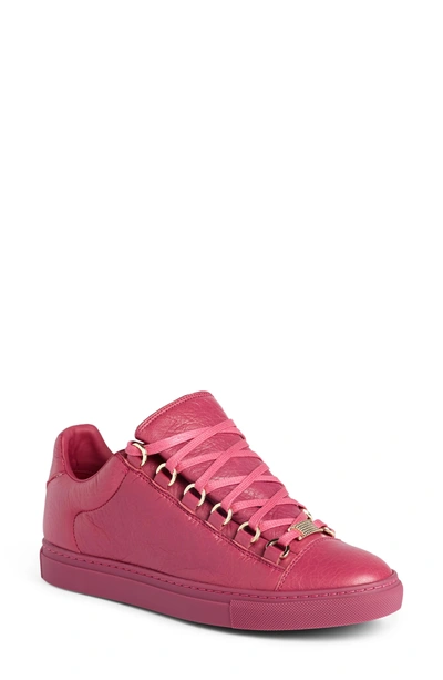 Balenciaga Low Top Sneaker In Pink Leather