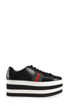 Gucci Peggy Flatform Sneaker In Black Leather