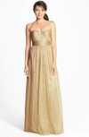 Jenny Yoo Annabelle Convertible Tulle Column Dress In Metallic Gold