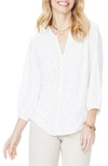 Nydj Pleat Back Blouse In Falling Dots Primrose