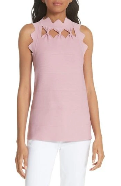 Ted Baker Bow Neck Knit Top In Dusky Pink