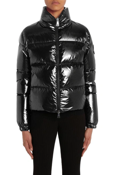 Moncler Meuse Metallic Puffer Jacket In Black