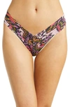 Hanky Panky Striped Lace Original-rise Thong In Warm Breeze