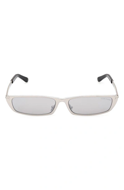 Tom Ford Everett Metal & Plastic Rectangle Sunglasses In Silver,mirror