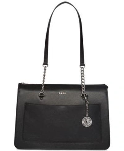 Dkny Bryant Zip Tote, Created For Macy's In Black/silver