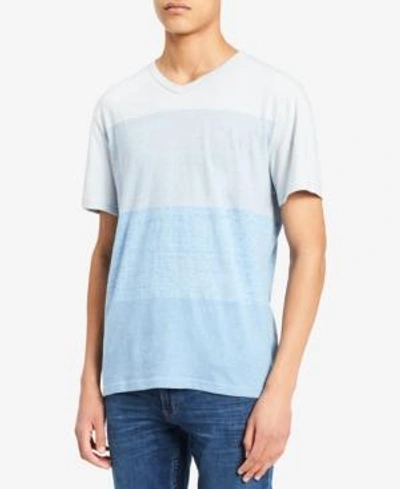 Calvin Klein Jeans Est.1978 Men's Heather Colorblocked V-neck T-shirt In Standard White