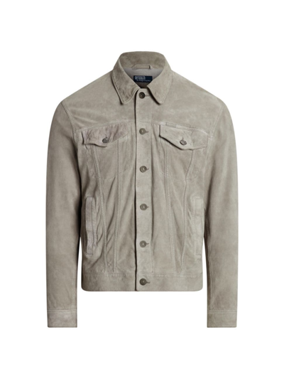 Polo Ralph Lauren Men's Suede Leather Jacket In Grey Fog