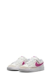 Nike Kids' Blazer Low '77 Low Top Sneaker In Summit White/ Fuchsia