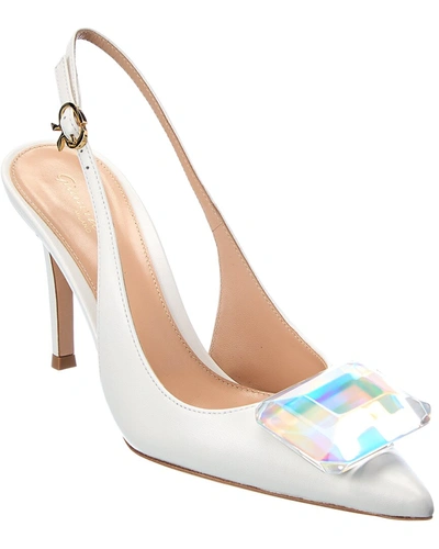 Gianvito Rossi Jaipur 85 Leather Slingback Pump In White ModeSens