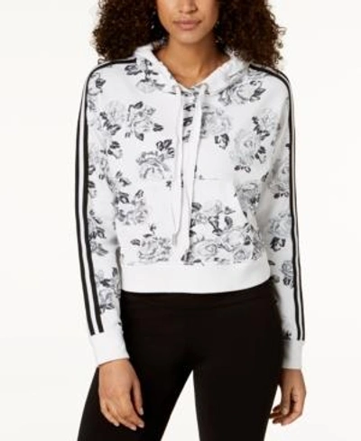 Calvin Klein Performance Rose Spray Printed Cropped Hoodie In Neutral Combo