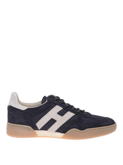 Hogan H357 Monogram Patch Sneakers In Dark Blue