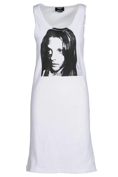 Calvin Klein Women's Knee Length Dress Sleeveless  Andy Warhol Sandra Brant In White