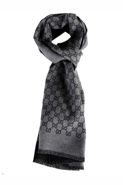 Gucci Men's Wool Scarf Jacquard In Grey