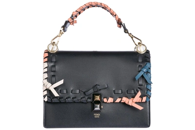 Fendi Women's Leather Handbag Shopping Bag Purse Kan I In Blue