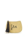 Mar Y Sol Embroidered Raffia Clutch In Sea Natural