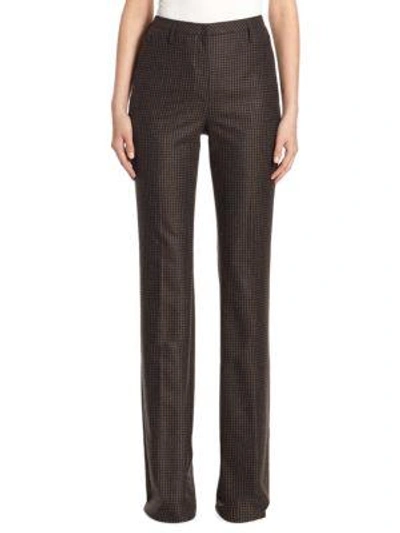 Akris Farrah Wool Plaid Pants In Black Brown Lens