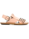 Marni Studded Fringed Sandals In Pink