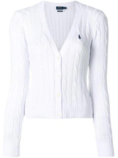 Polo Ralph Lauren Cropped Cable Knit Cardigan In White