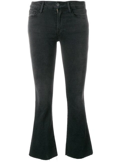 Frame Le Mid Rise Cropped Bootcut Jeans In Kerry In Black