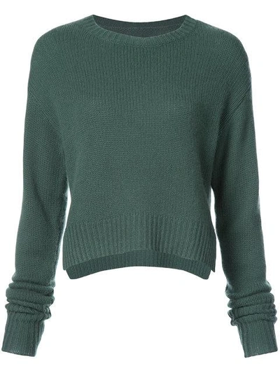 Rta Crop Cable Sweater In Green