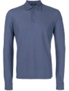 Zanone Long-sleeve Fitted Polo Top In Blue
