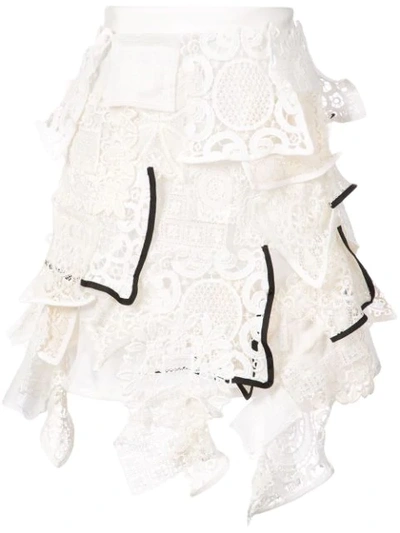 Sacai White Crochet Asymmetric Skirt