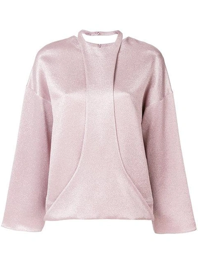 Valentino Harness Detail Hammered Lame Top In Pink
