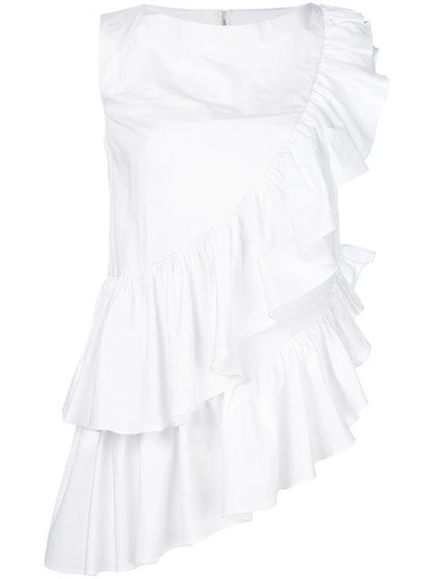 Milla Milla Asymmetric Frill Blouse In White