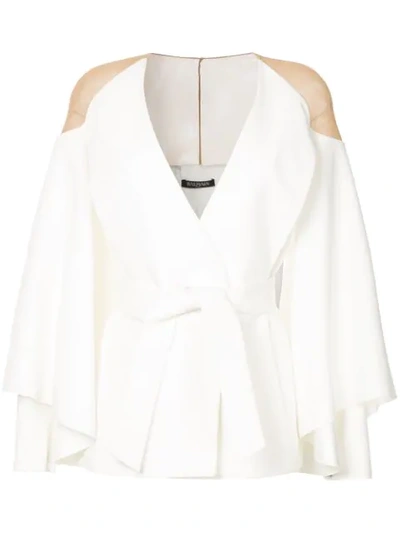 Balmain Sheer Shoulder Jacket In White