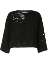 Ryan Roche Cropped Patchwork Sweater - Black