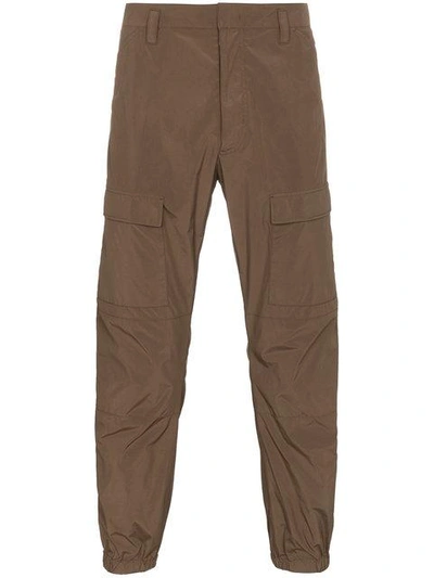Prada Cropped Cargo Trousers In Brown