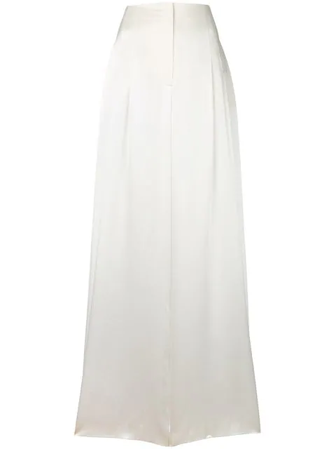 white high waisted palazzo trousers