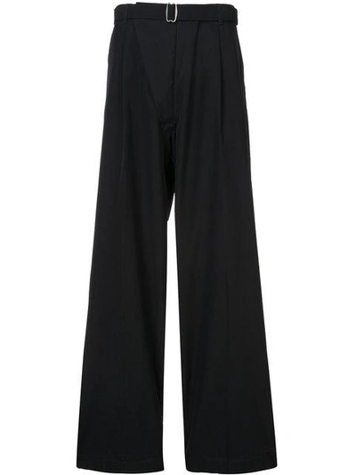 Mackintosh Black Belted Wide-leg Trousers