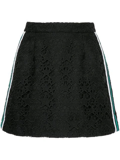 Guild Prime Striped Guipure Star Mini Skirt In Black