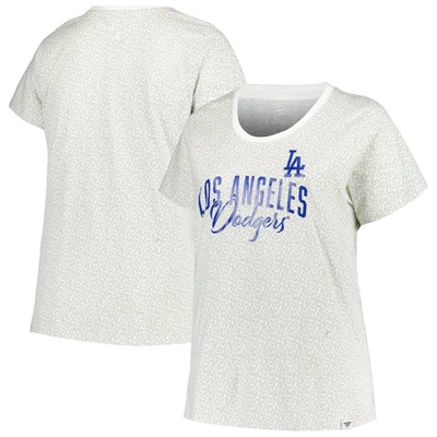 Profile White Los Angeles Dodgers Plus Size Leopard T-shirt