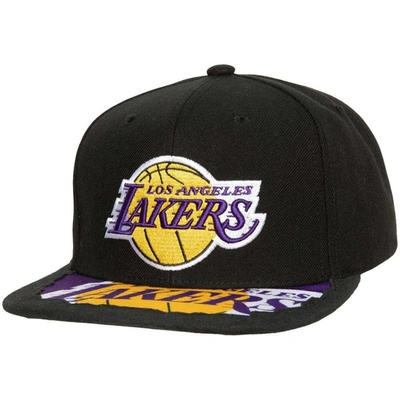 Mitchell & Ness Men's  Black Los Angeles Lakers Munch Time Snapback Hat