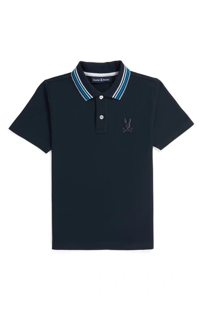 Psycho Bunny Kids' Athens Tipped Piqué Polo In Navy