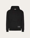 Valentino Technical Cotton Sweatshirt With Hood And Maison  Tailoring Label In Black