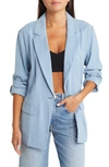 Open Edit Unstructured Blazer In Blue Chambray
